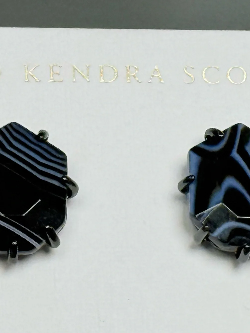 Kendra Scott Morgan Gunmetal Studs in Black Banded Agate - Picture 4 of 5